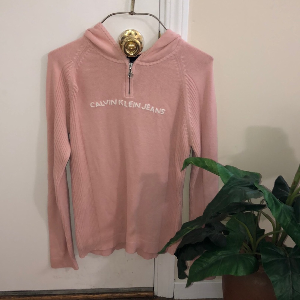Nude pink Calvin Klein sweater with zipper